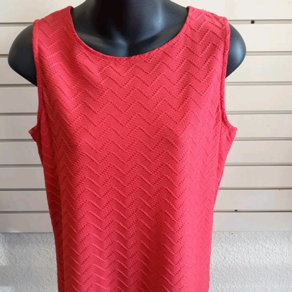Jules & Leopold Coral Textured Chevron Sleeveless Blouse Top Size M
